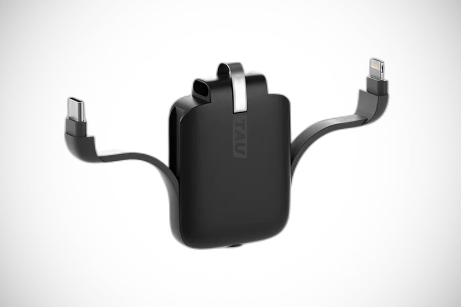 Power Bank Portachiavi Rolling Square Tau – Caricatore Con Cavi USB-C, Lightning E Micro USB, Dock Magnetico